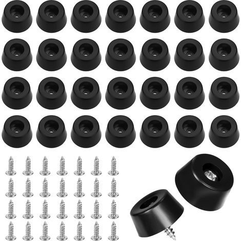 Lot de 40 Pieds en Caoutchouc Polyvalent Set, Durable Pieds Ronds en Planche à Découper Noir avec Tournevis, Pieds Coussin à Antidérapants avec Vis Réduire Les Frottements pour Meuble (221810) (1/5)
