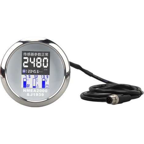 Compteur bateau 85mm NMEA2000 J1939 DC9-32V température eau pression huile voltmètre pour camping-car yacht voiture cadran blanc (1/5)