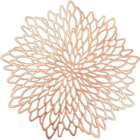 Set de Table Rond évidé, 6 pièces Set de Table Rose doré métallisé Set de Table antidérapant Tapis de Protection (Rose doré)-Fei Yu (1/5)