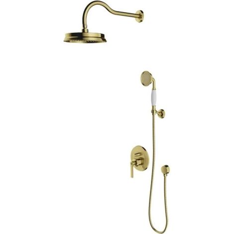 OMNIRES Armance - Duschset mit Unterputzarmatur, mit Einbaukörper, Durchmesser 22,5 cm, Messing gebürstet SYSAM10BSB