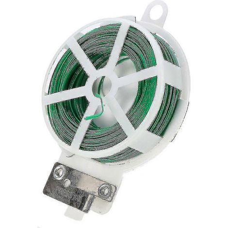 Lot de 3 rouleaux de 30 m de fil de fer vert torsadé pour plantes grimpantes, avec distributeur et coupe-fil. (1/5)