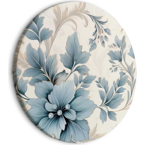 Imagen redonda - Flores turquesas en un estilo retro de adornos florales / Flores ornamentales retro turquesas