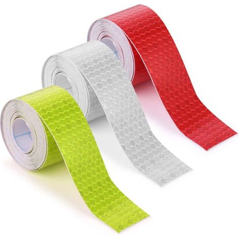 Lot de 3 rouleaux de ruban réfléchissant pour extérieur,étanche,ruban d\'avertissement réfléchissant, ruban réfléchissant,5cm x 3m (1/5)