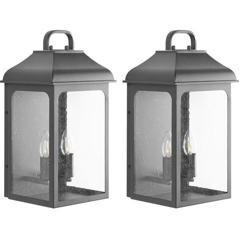 Conjunto de 2 lámparas de pared exterior de metal estilo tradicional puerta principal porche negro Vidbol (1/5)