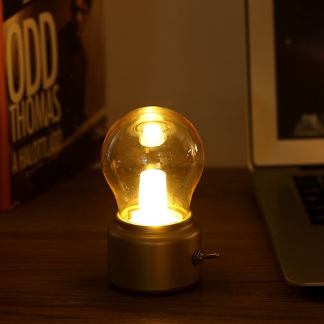 Veilleuse LED rétro créative rechargeable par USB, couleur or (1/5)