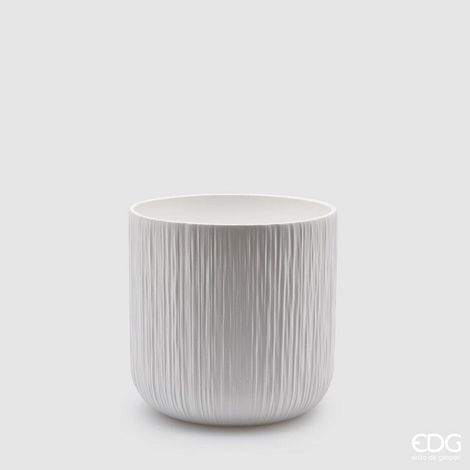 EDG Enzo De Gasperi Vaso Gen Bianco Ceramica Rilievo 15 cm