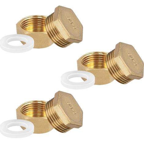 Tappi Ottone 1/2" Tubi Acqua Rubinetti Filettatura Dado Oro 10 pz (1/5)