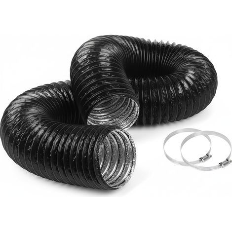 x 80-mm-Ablaufschlauch, 1,5 m langer flexibler Aluminiumschlauch, schwarz, zur Belüftung (1/5)