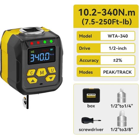Adaptador digital para llave dinamométrica, rango de par de 6 a 400 Nm, precisión ±2%, WTA-340 (1/2)