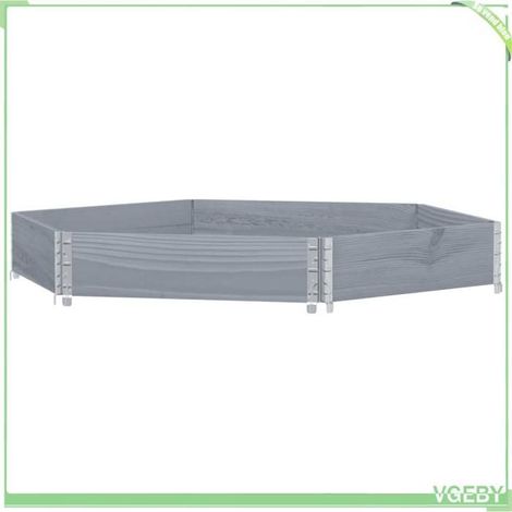 Lit surélevé hexagonal - FAFEICY - Empilable - Bois de pin massif - Gris - 160 x 160 cm, fond ouvert (1/5)