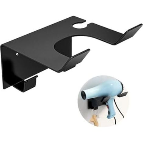 Hair dryer holder, adhesive and screw mounting, double installation, stainless steel hair dryer holder, no drilling required, universal wall mount with cable and