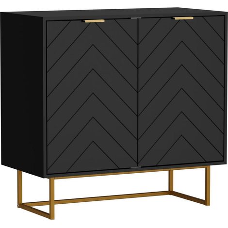 Kommode mit 2 Türen, Sideboard mit Füßen, verstellbare Ablagen, 80x40x77,5 cm Schwarz (1/5)