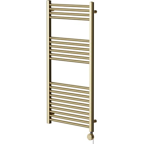 Pizarro Colore Brushed Brass 1200mm x 600mm Straight Digital Thermostatic Electric Heated Towel Rail (1/5)