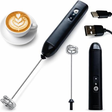 Espumador de leche eléctrico recargable por USB,potente mini espumador de leche,apto para capuchino,huevos y nata montada (1/5)
