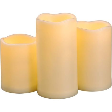 Lot de 3 bougies piliers LED extérieures avec minuterie