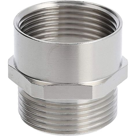 Zwischenstutzen M/M M25x1,5 MSZ-M25 lang Sechskant Messing (CuZn) vernickelt Anschlussgewinde 11,0mm - 1 Stück (1/2)