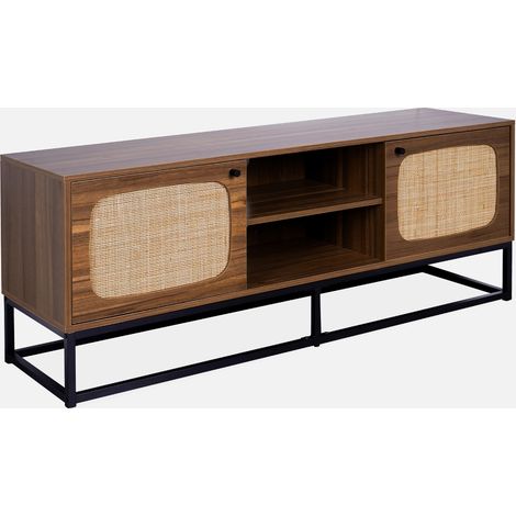 Soporte de TV de madera y caña redondeada 140cm