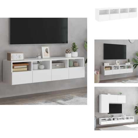 Meubles TV muraux 2 pcs blanc 60x30x30 cm bois d'ingénierie - Meuble Tv Mural - Meuble Tv Suspendu - Rangement Murale - Armoire Tv - Design Mural (1/5)