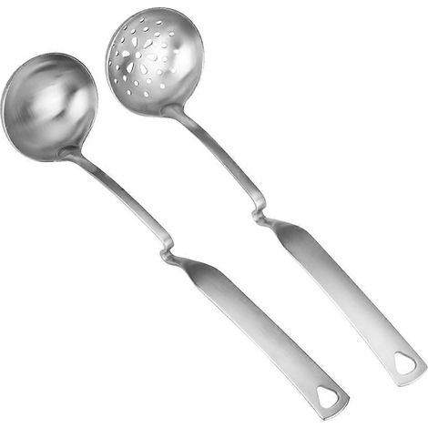 Cuillère à soupe en acier inoxydable à long manche, idéale pour la cuisine à la maison ou au restaurant. (1/5)