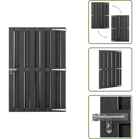 Portillon WPC 100x150 cm Gris - Porte De Jardin - Portillon - Clôture - Barrière - Bois Composite (1/5)