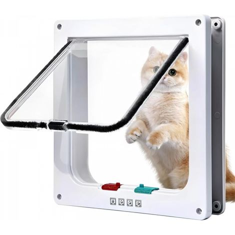 Chatière pour Chat avec Magnétique à 4 Voies-Porte pour Animaux de Compagnie avec Tunnel (1/4)