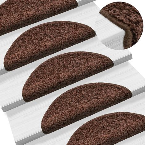 Tapis d'escalier 15 pcs，Marchettes d'escalier，Protections d'escalier marron 56x17x3 cm DVNEI540439 (1/5)