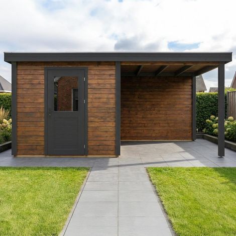 Abri de jardin en bois Rava 5.06x2.59m - 13.1m2 - Ep. 28mm - Traité (1/4)