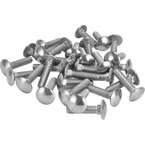 30 Boulons à tête carrée M8x1.25 en Acier Inox A2, Filetage gros, Vis de carrosserie DIN603, Longueur 35mm - Lot complet (1/5)