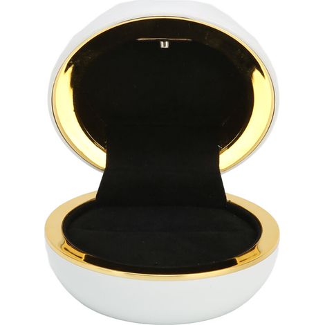 Boîte à bague avec lumière LED, élégante et raffinée, idéale pour présenter des bijoux lors d'une demande en mariage ou de fiançailles (blanche). (1/5)