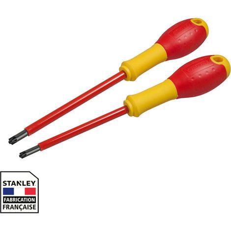 Jeu de 2 Tournevis - STANLEY FATMAX - FMHT0-62649 - Borniers Isolés 1000V - PZ1X100 + PZ2X125