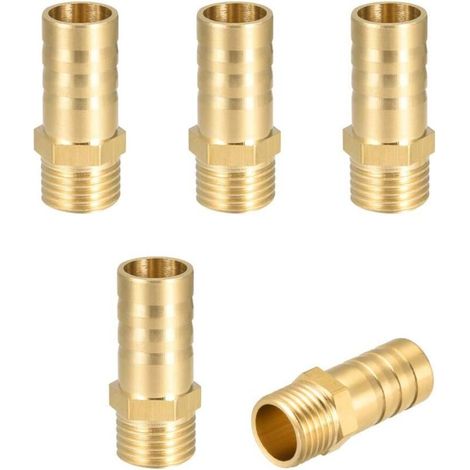 Raccord Cannelé Laiton - 5 Pièces - 12mm x 1/4"G Mâle - Connecteur Tuyau Arrosage - Pompe Eau Jardin
