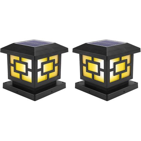 Lot de 2 lampes solaires d'extérieur pour colonnes, appliques murales, lampes de jardin étanches et décoratives. (1/5)