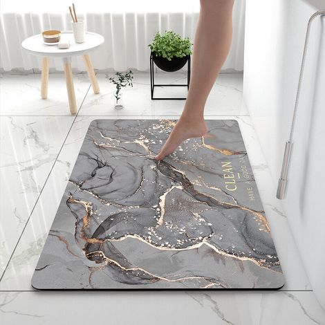 Tapis De Bain AntidéRapant, Tapis De Sol Absorbant 50 X 80 Cm Tapis De Douche Doux Et Confortable, Tapis De Bain Diatomite Pour La Baignoire, La Cuisine, Salon Et La Salle De Bain, fumée de chaux (1/5)