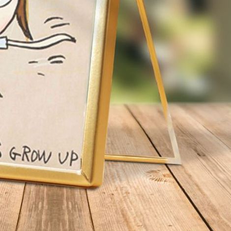 Cadre photo acrylique 14,5x19,5cm, décoration table mignonne style cartoon, imperméable, bordure métal doré, accessoire décoratif CBS1345 (1/4)