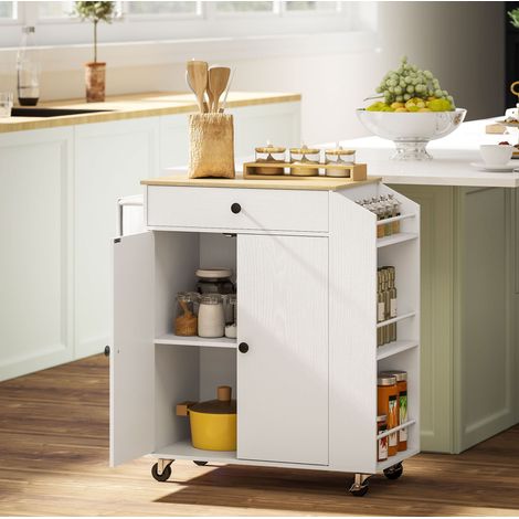 Mobile cucina con ruote e piano di lavoro, 82 x 38 x 86,5 cm, bianco HAVRYA (1/5)
