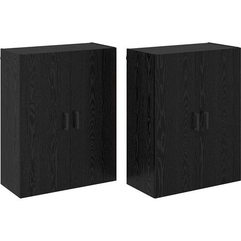 2 pcs Buffet，Bahut， Armoires Murailles Chêne noir 69,5 x 34 x 90 cm CFW80237 (1/5)