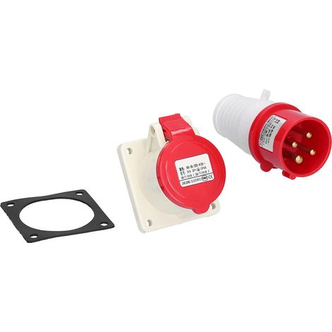 Prise D'alimentation Triphasée 4 Broches, 380V-415V 16A 3P + E Prise de Montage Dissimulée étanche Prise de Panneau Femelle Prise Mâle (1/5)