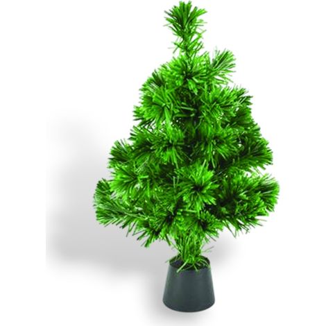 Albero di natale a fibre ottiche con base in plastica uso interno h45 cm illuminazione a batteria
