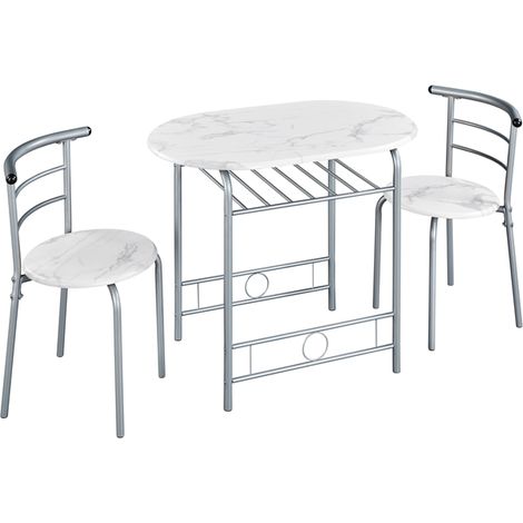 Homevive Juego de Mesa de Comedor Redonda con 2 Sillas, Juego de Muebles de Cocina de 3 Piezas, para Espacios Pequeños, Jardín, Estudio Blanco