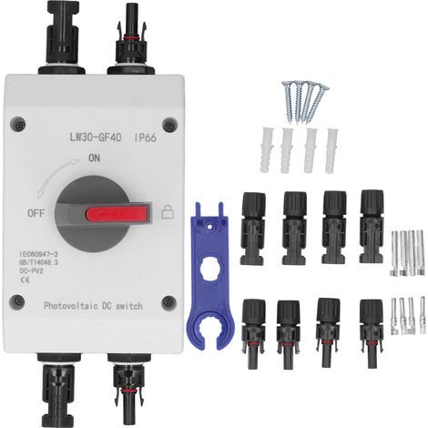 Interruttore isolatore CC PV 32A, IP66 Scatola combinatrice per sistema solare Interruttore isolato per sistema di energia solare RV, barche e sistema solare off/on-grid (Miglioratore) (1/5)