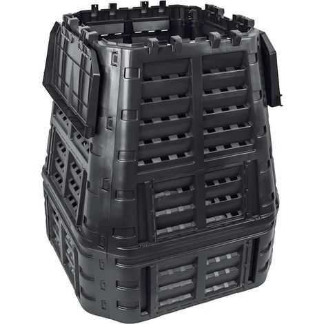 Composteur de jardin Bac à compost extérieur Plastique Noir 740 L 93,3 x 93,3 x 113 cm (1/5)