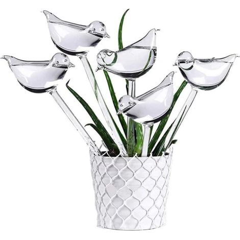 Filiyano-Lot de 10 boules de fleurs en verre transparent en forme d'oiseau, à réserve d'eau.
