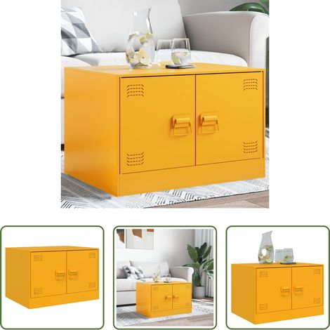 Table basse acier - Table basse Jaune moutarde 67x50x44 cm acier (1/5)