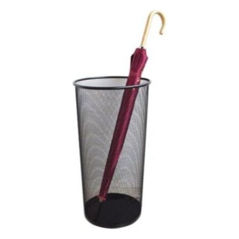 Porte-parapluie en métal noir avec maille ronde, support de canne pour entrée maison bureau rangement (1/4)