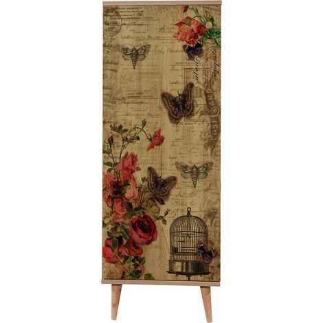 Scarpiera Dacrydium, Mobile Portascarpe 16 Paia, 7 Ripiani, Un'anta, 50x38x135h cm Marrone Quercia