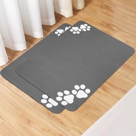 Tapis Gamelle pour Animaux de Compagnie, Tapis Absorbant pour Bols pour Chiens à Séchage Rapide, Tapis Chien Antidérapant pour Distributeur Nourriture et d'eau, Tapis Chat Gamelle 60x4 (1/5)