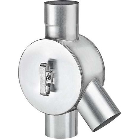GRÖMO ZINK Wasserverteiler ø100 aus Titanzink, mit Drehgriff, seitlicher Auslauf 40°, 63094 (1/3)