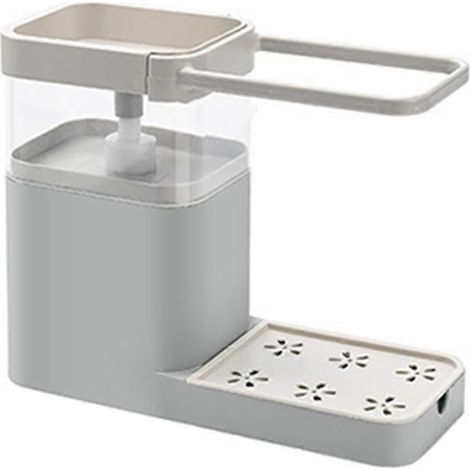 Égouttoir pour évier avec distributeur manuel de liquide nettoyant et égouttoir pour éponges et torchons, Ki (1/5)