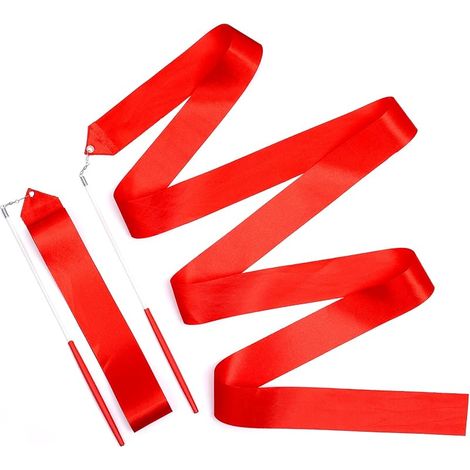 2pcs Rubans de Danse, 2m Long Rubans Danse Tourbillonnant Ruban de Gymnastique pour Enfant Danse Artistique Formation Fête, avec Baguette de Danseur de Ruban (1/5)