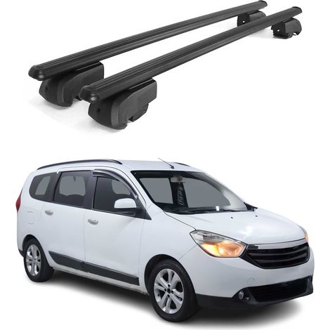 OMAC Aluminium Dachträger Querträger für Dacia Lodgy 2012-2022 – City Crash – ISO/PAS 11154:2006 – Abschließbar – Max. 75 kg – 2 Stangen Schwarz (1/5)